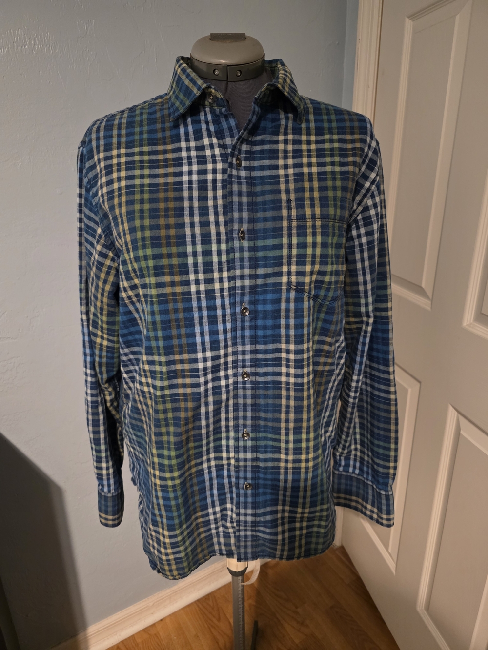 Tommy Bahama Blue, Green & White Plaid Button-Down Shirt